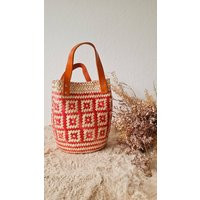 Natural Palm Basket | Orange Bag Summer Raffia Handmade Beach Tote Gift Ideas Wedding Giveaways Brid | Etsy (US)