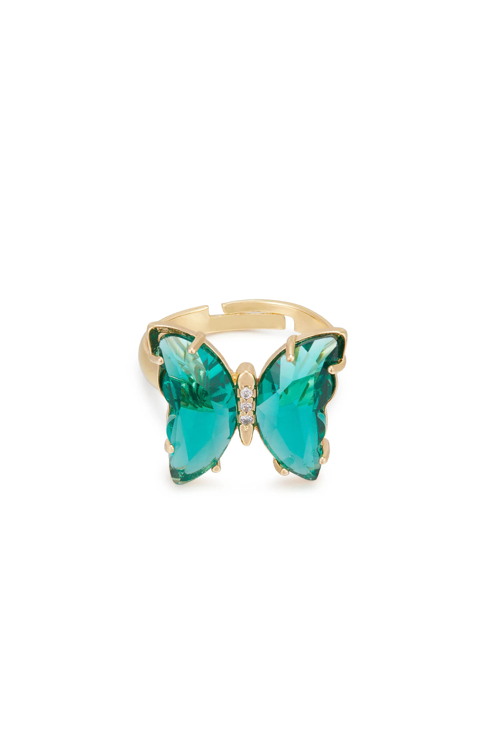 Flutter Away Green Crystal 18k Gold Plated Ring | Ettika
