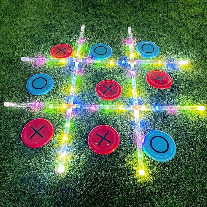 Outdoor Games Giant Tic Tac Toe Games, Yard Lawn Toss Games with Light, Glow in Dark Backyard Gam... | Amazon (US)