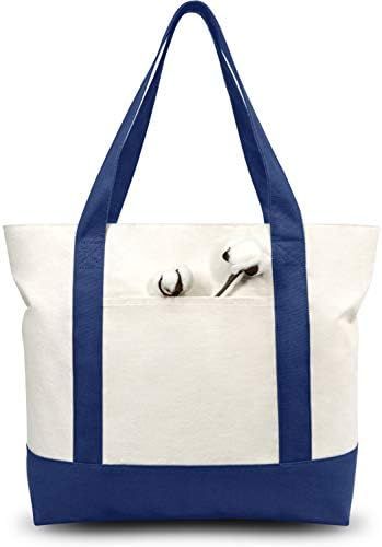 TOPDesign Stylish Canvas Tote Bag with an External Pocket, Top Zipper Closure, Daily Essentials (... | Amazon (US)