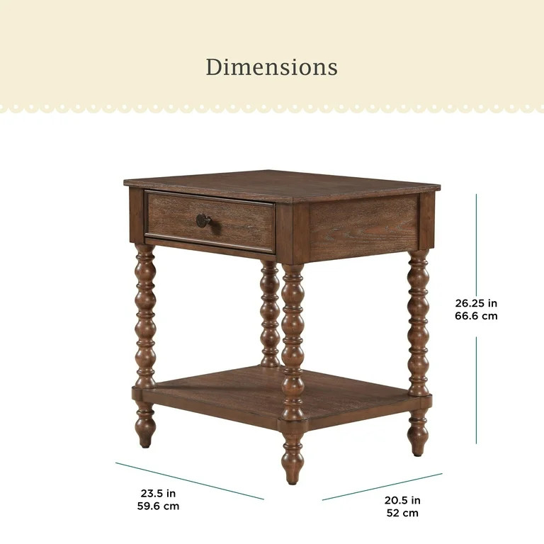 Pioneer Woman Harper Spindle Nightstand with USB Charging Ports, Homestead Brown | Walmart (US)