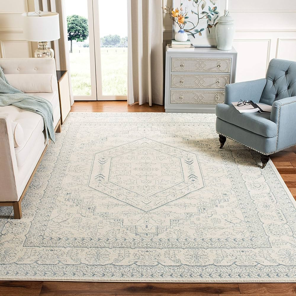 SAFAVIEH Adirondack Collection Area Rug - 8' Square, Ivory & Slate, Oriental Medallion Design, No... | Amazon (US)