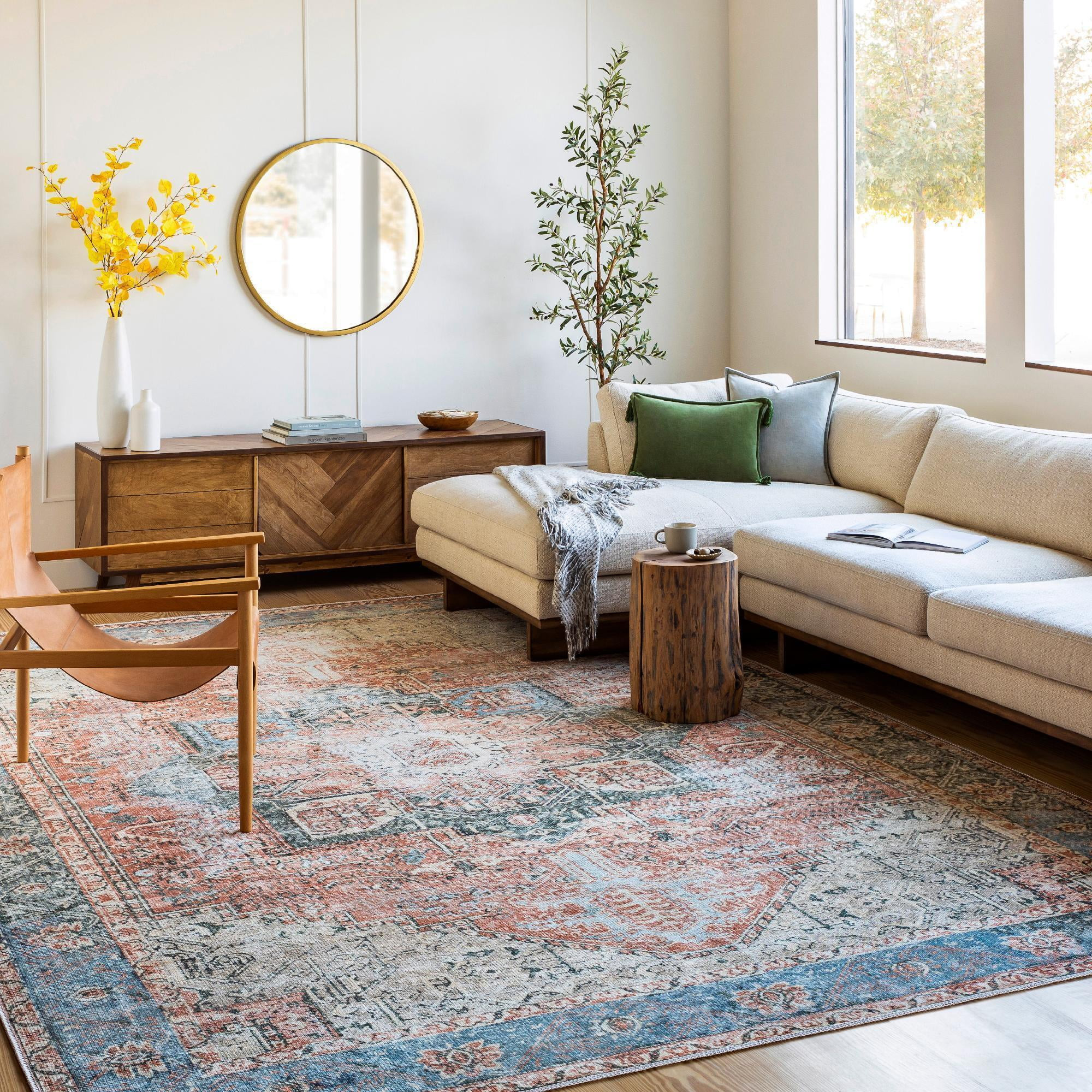 Mark&Day Washable Area Rugs, 8x10 Nora Traditional Brown/Tan/Ivory Area Rug (7'10" x 10'2") | Walmart (US)