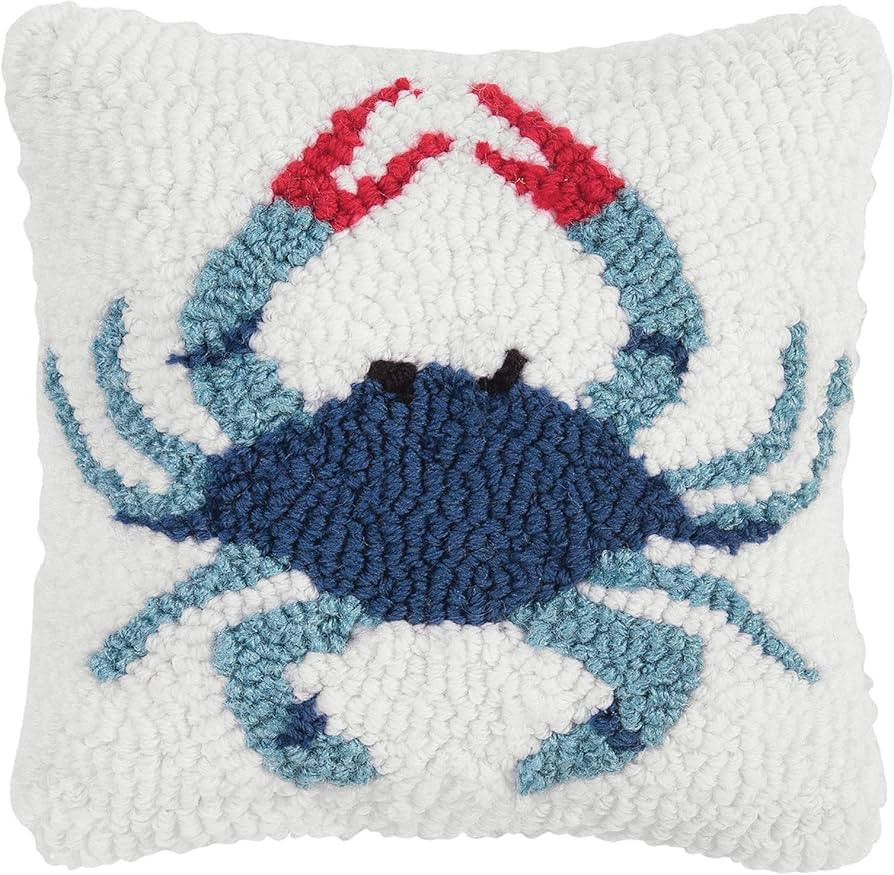 C&F Home Blue Crab Petite Hooked Pillow 8" X 8" Square Soft Woven Throw Pillow For Couch Sofa Bed... | Amazon (US)