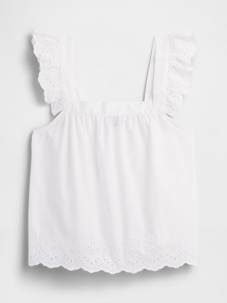 Poplin Eyelet PJ Top | Gap Factory