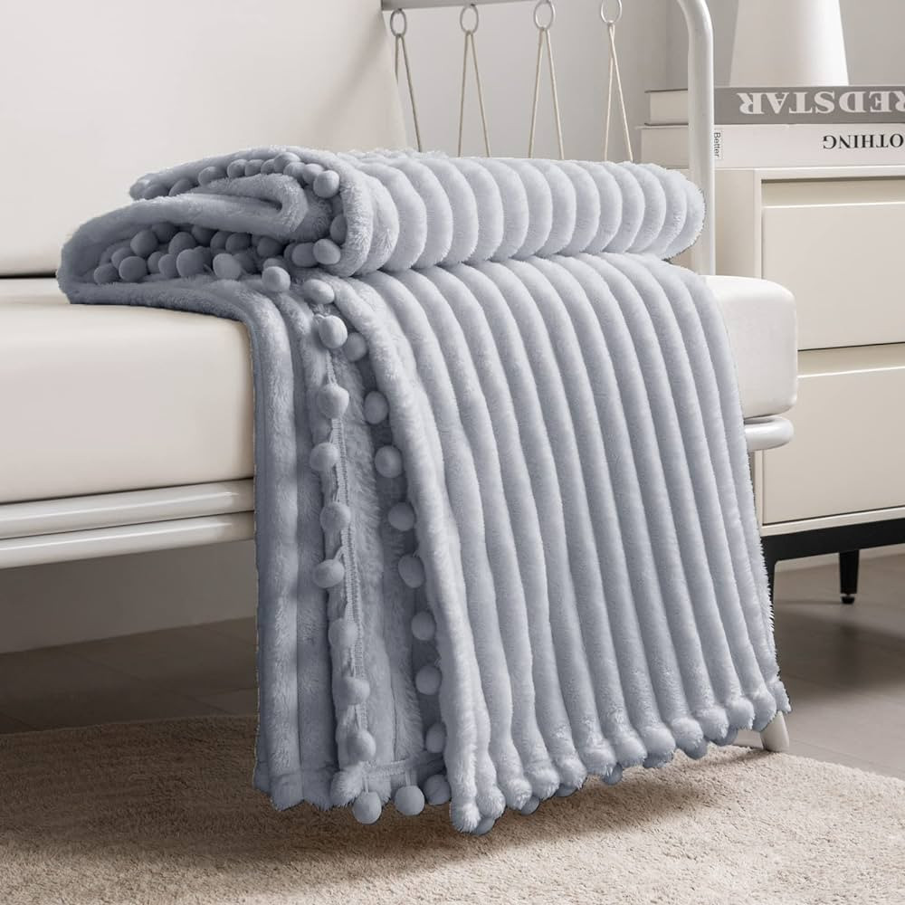 DISSA Fleece Blanket Throw Size – 51x63, Grey – Soft, Plush, Fluffy, Fuzzy, Warm, Cozy – Pe... | Amazon (US)