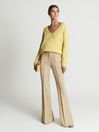 Reiss Lemon Devon Regular Wool Blend Flared Trousers | Reiss US