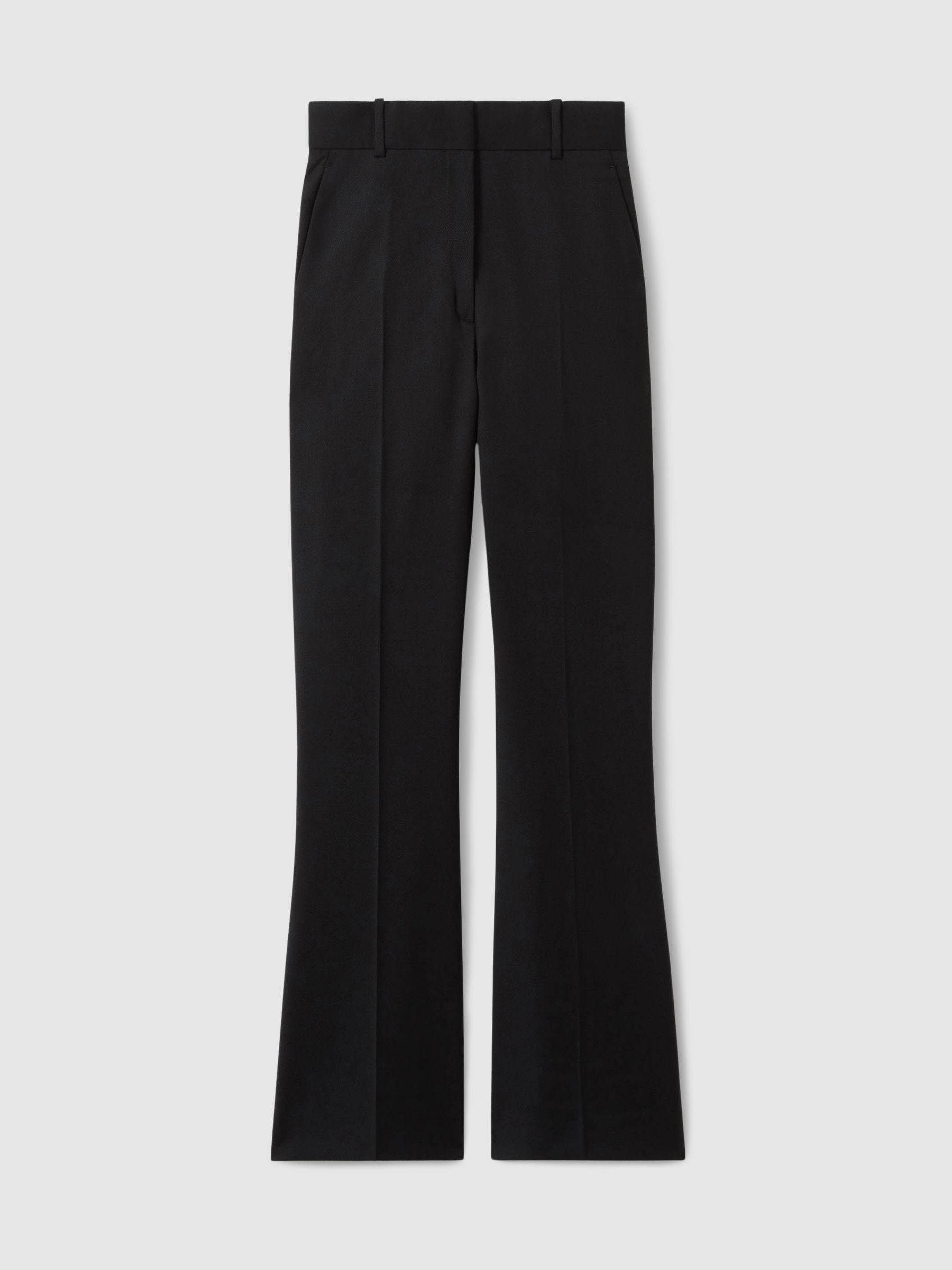 Reiss Petite Wool-Blend Tailored Flared Suit Trousers in Black - REISS | Reiss UK