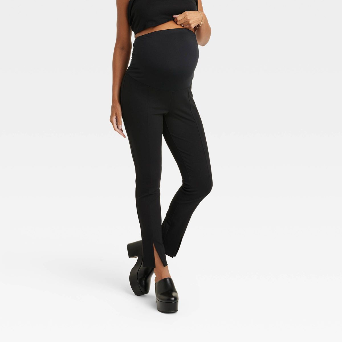 Over Belly Split Front Ponte Maternity Pants - Isabel Maternity by Ingrid & Isabel™ Black | Target