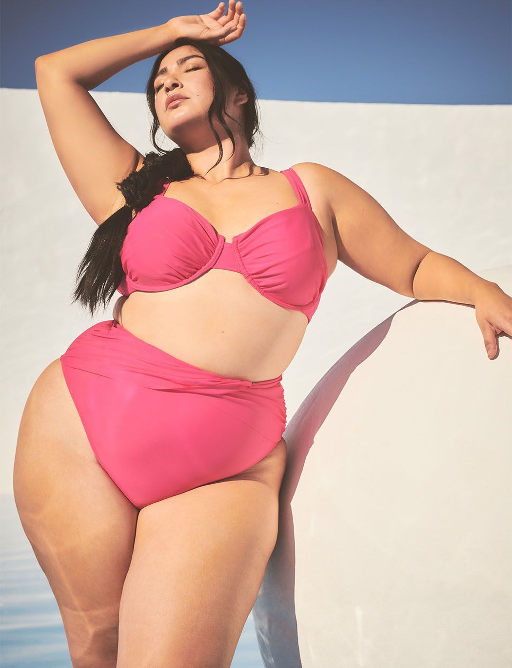 Gabi Fresh Swim x ELOQUII Super High Waisted Bikini Bottom with Overlay Front | Eloquii