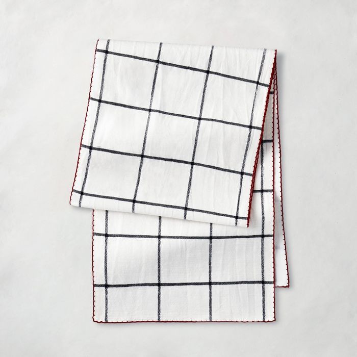 Holiday Windowpane Plaid Table Runner Railroad Gray/Red - Hearth & Hand™ with Magnolia | Target