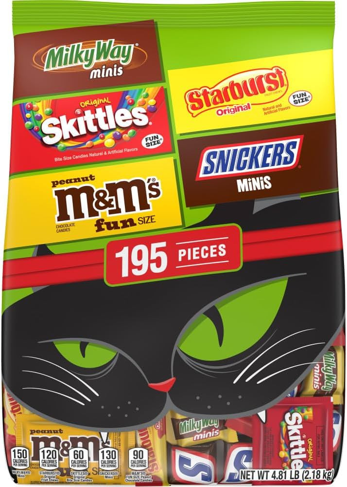 M&M'S, SNICKERS & More Mini and Fun Size Halloween Candy, Assorted Chocolate Candy Variety Pack,195 Ct Bulk Bag | Amazon (US)