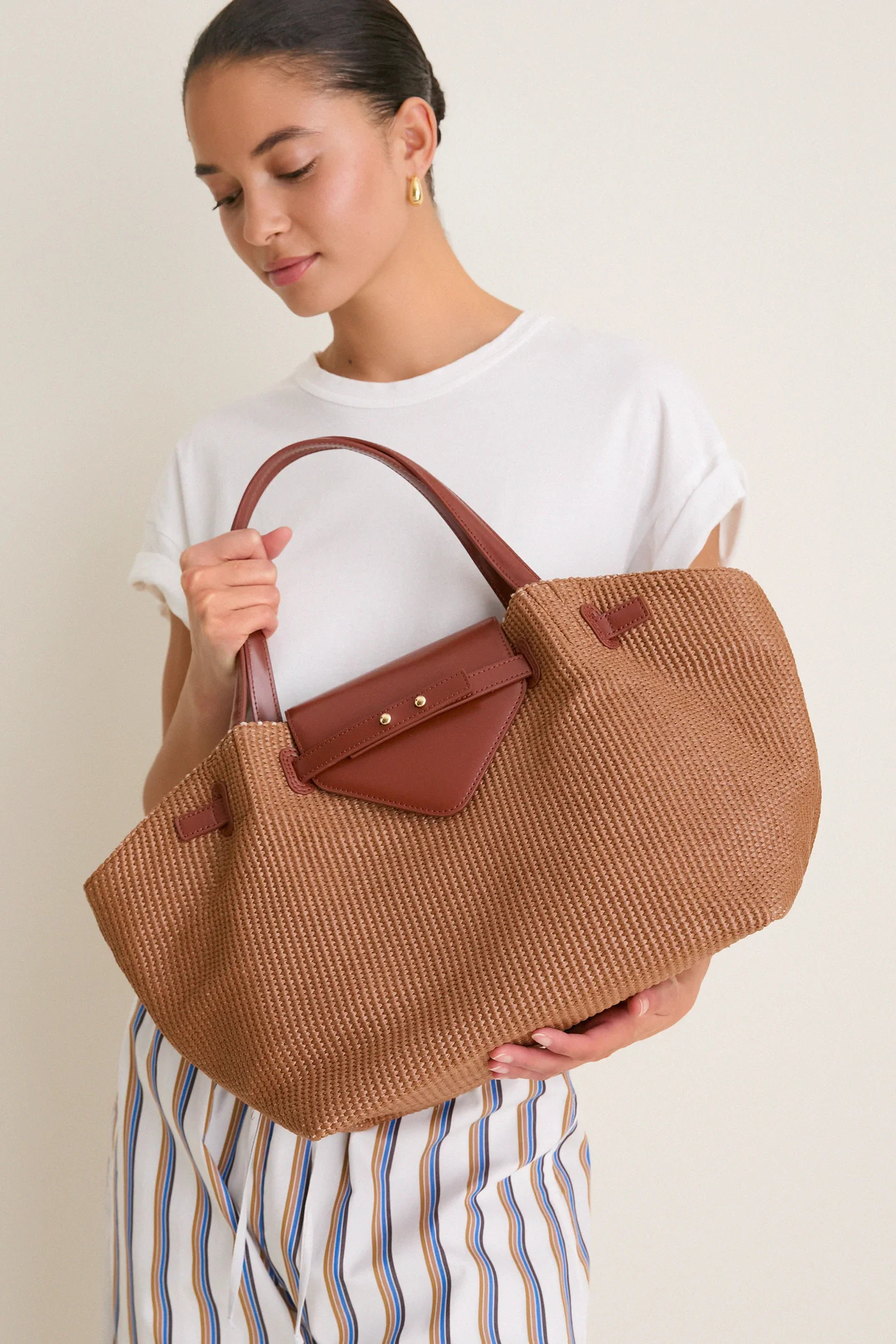 Cognac Raffia Blaine Tote | Tuckernuck (US)