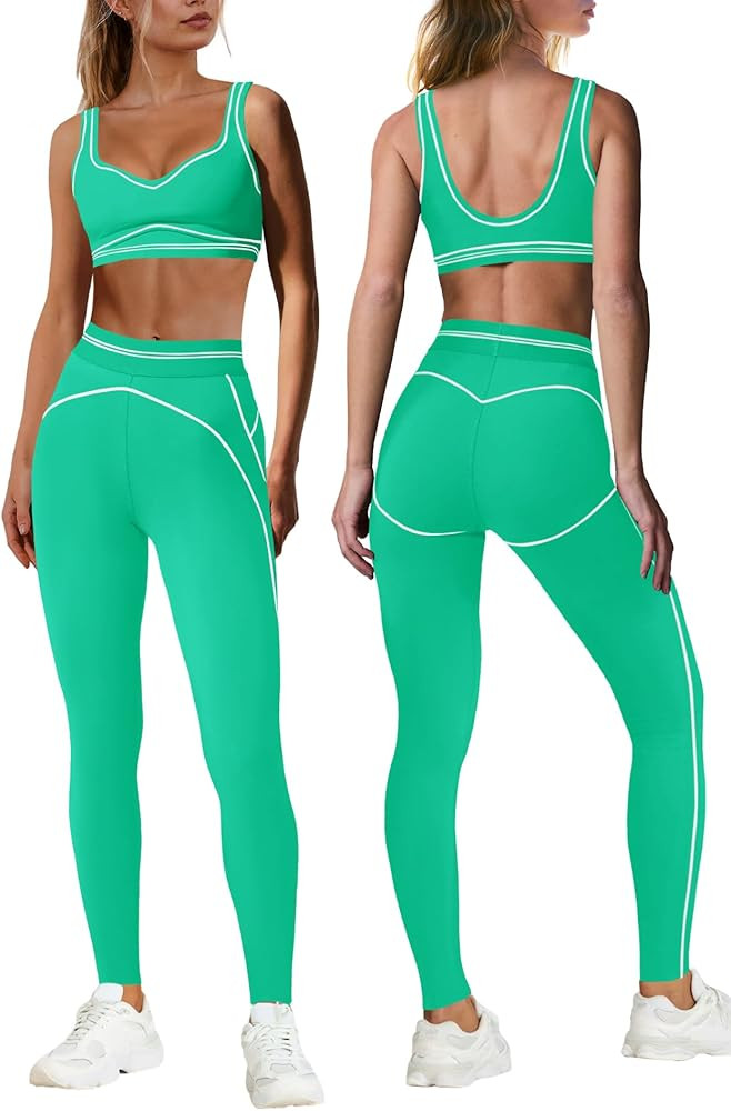 Nirovien Womens 2 Piece Workout Sets Athletic Yoga Sets Pilates Gym Outfits Butt Lifting Leggings... | Amazon (US)