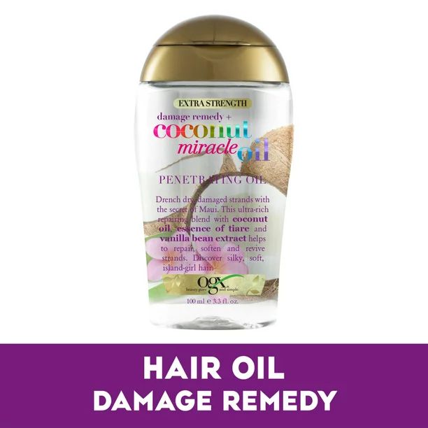 OGX Extra Strength Damage Remedy + Coconut Miracle Oil Penetrating Hair Oil Treatment, Hydrating ... | Walmart (US)