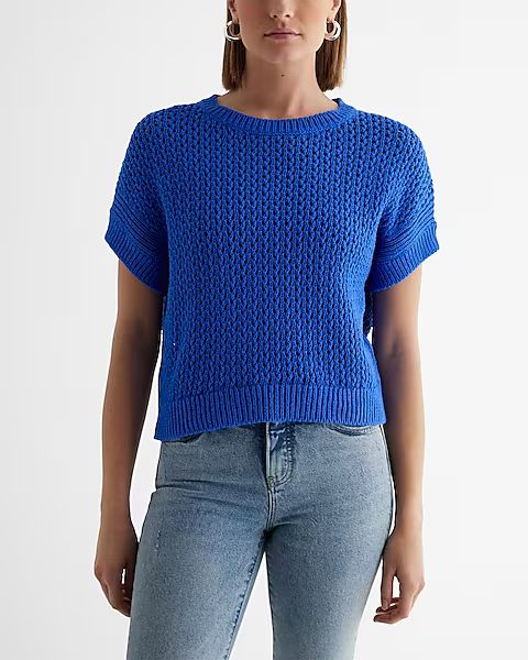 Open Stitch Short Sleeve Sweater | Express