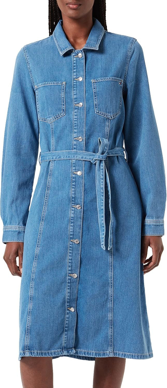 Tommy Hilfiger DNM Fit & Flare Dress Knee Aura Vestito Casual Donna | Amazon (IT)