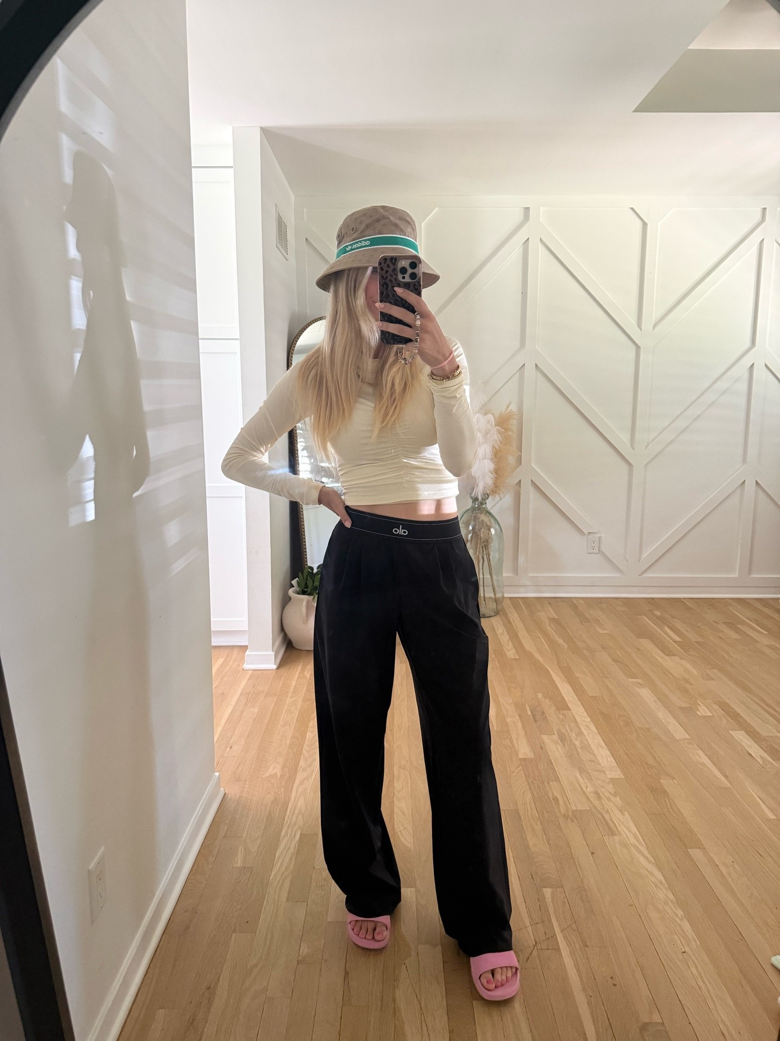 OOTD for watching baseball games allllllllll day 🫠🫠🫠

Wearing small in the pants - I’m 5’9 and they have great length!! 
The top is free people look for less from Amazon!! (Wearing small) 

The adidas bucket hat is my most grabbed for to avoid melasma this summer. Golf favorite!!

#LTKootd #LTKgrwm #LTKmomlife