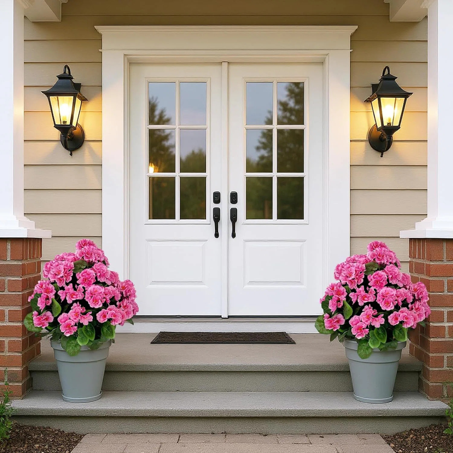 Artificial Lavender Begonia Ball Trees 2 Set of 23'' UV Resistant Fake Evergreen Shrubs Bushes Pl... | Wayfair North America