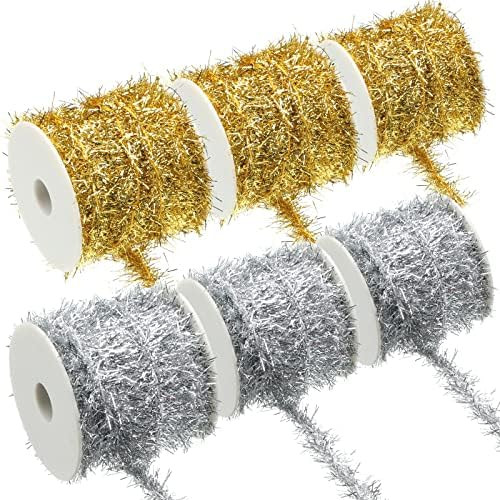 60 Yard Christmas Tinsel Garland Colorful Glitter Christmas Garland Thin Metallic Tinsel Garland ... | Amazon (US)
