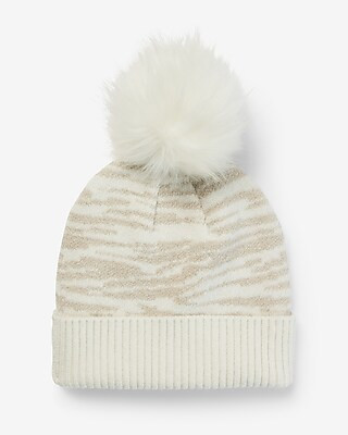 Soft Tiger Print Pom Beanie | Express