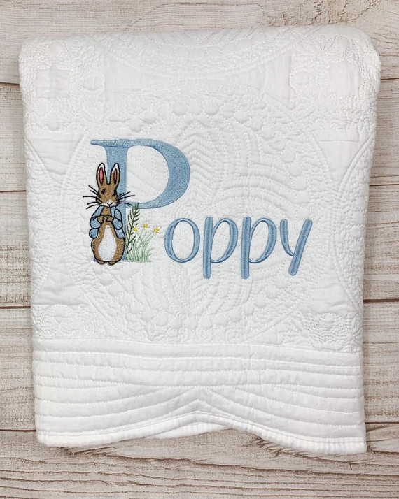 Personalized Heirloom Baby Quilt Peter Rabbit Bunny Custom - Etsy | Etsy (US)