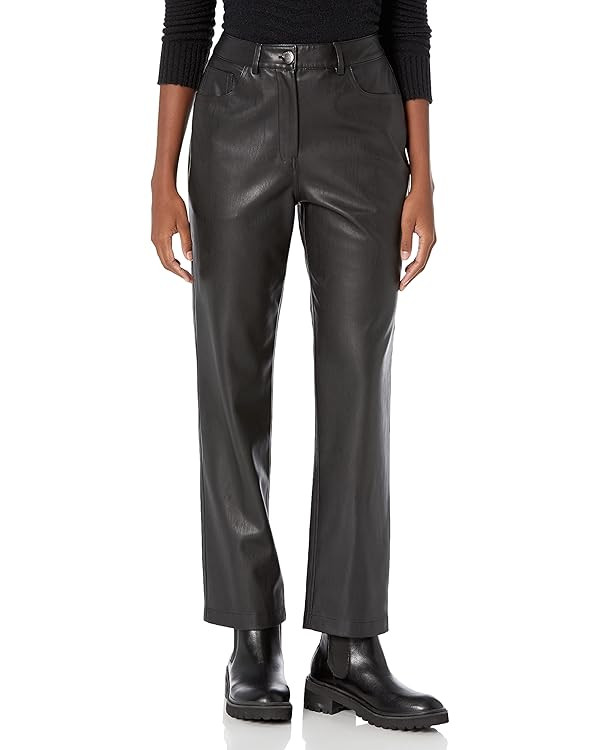 The Drop Women's Jack Vegan Leather High Waisted Straight Leg Pant | Amazon (US)