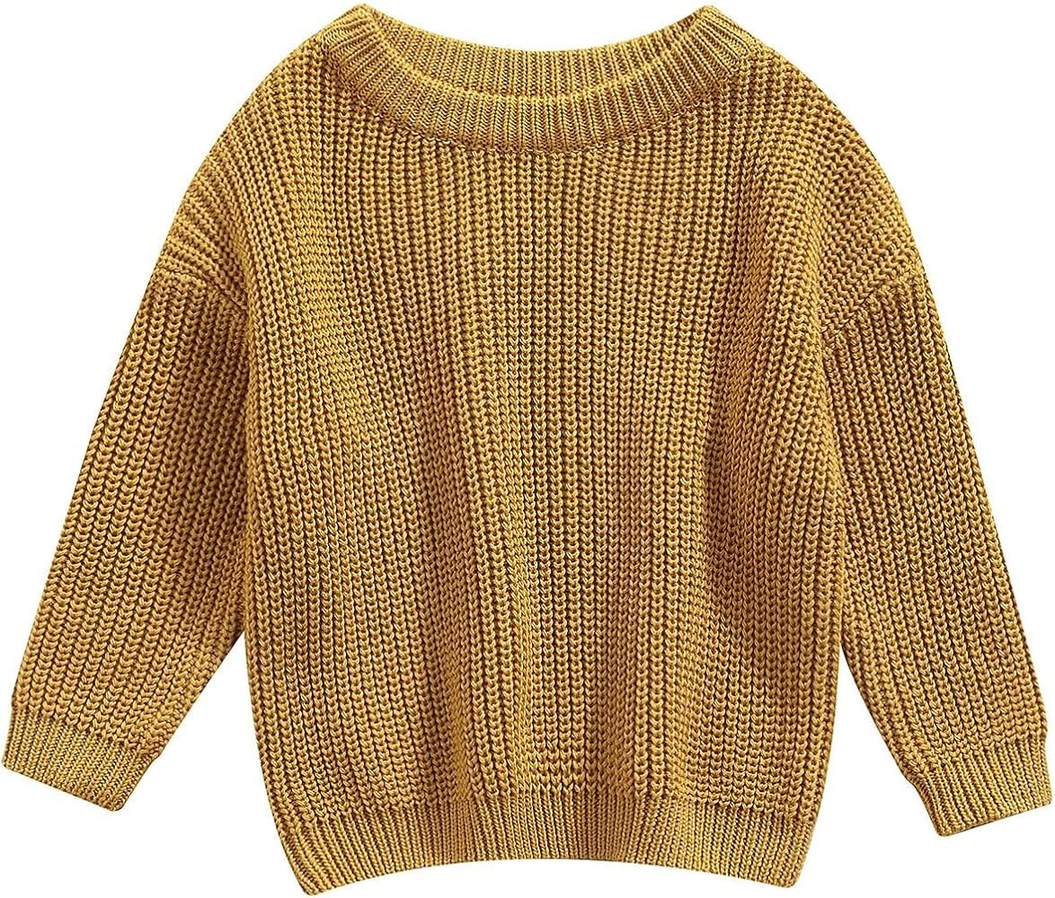 Baby Girl Boy Toddler Knit Sweater Cute Round Neck Long Sleeve Blouse Pullover Oversized Sweatshi... | Amazon (US)
