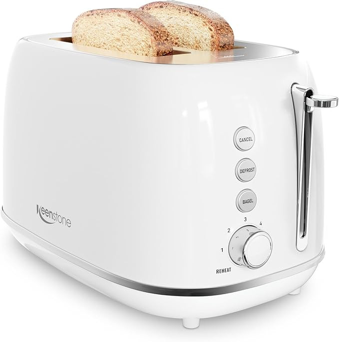 Keenstone Toaster 2 Slice, Retro Wide Slot Stainless Steel Toaster with 6 Browning Levels, Reheat... | Amazon (US)