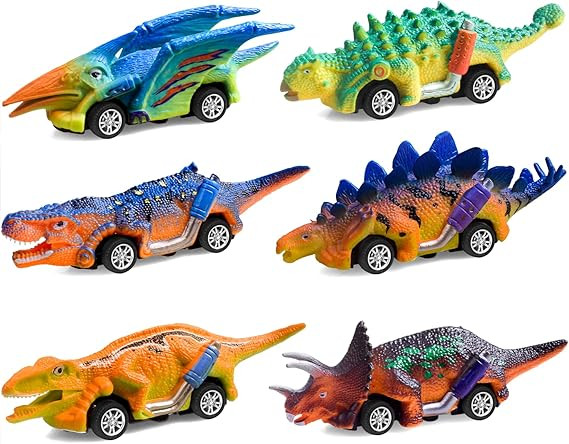 FFTROC Dinosaur Toys for Kids 3-5 Pull Back Cars 6 Pack - Monster Trucks Toys for 3-5 Year Old Bo... | Amazon (US)