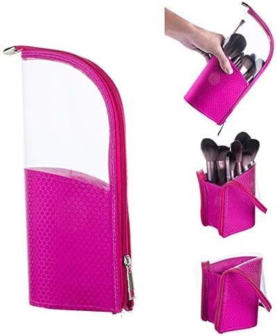 Travel Make-up Brush Holder Organizer Bag，Clear Plastic&Oxford Cosmetic Zippered Case，Portabl... | Amazon (US)
