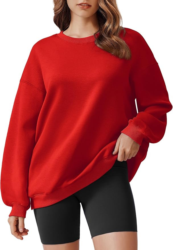 PINSPARK Sweatshirt for Women Oversized 2024 Fall Outfit Long Sleeve Y2K Pullover Top Crewneck Sw... | Amazon (US)