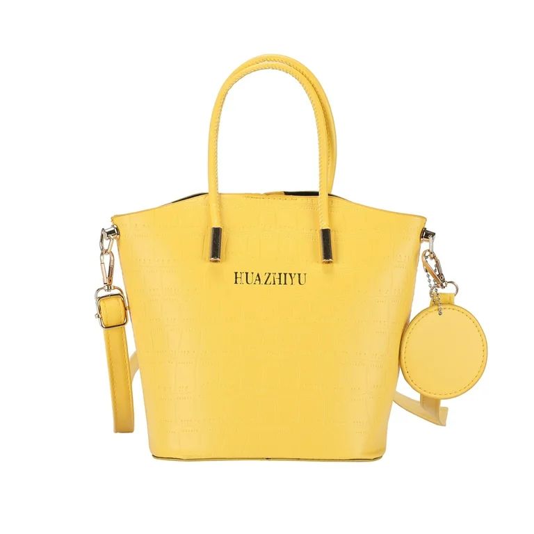 Yucurem Retro Women Stone Pattern PU Shoulder Bag Bucket Handbags Pendant (Yellow) | Walmart (US)
