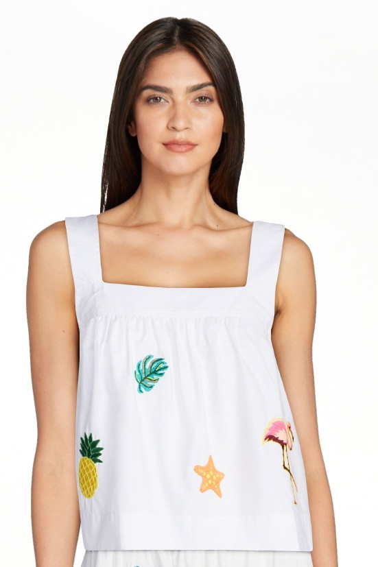 Free Assembly Women's and Women’s Plus Embroidered Cotton Square Neck Top, Sizes XS-4X | Walmart (US)