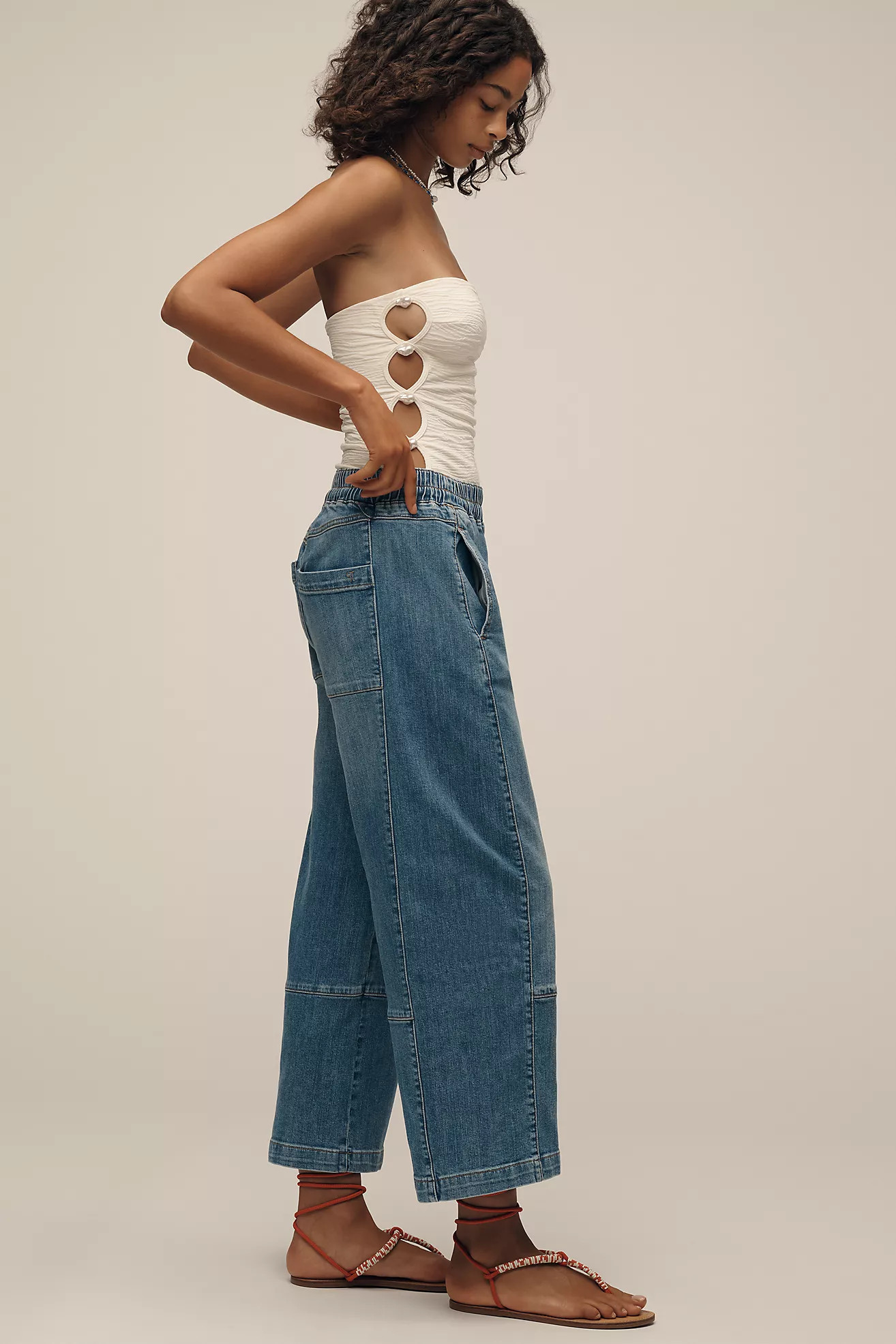 The Izzie Relaxed Pull-On Barrel Jeans by Pilcro | Anthropologie (US)