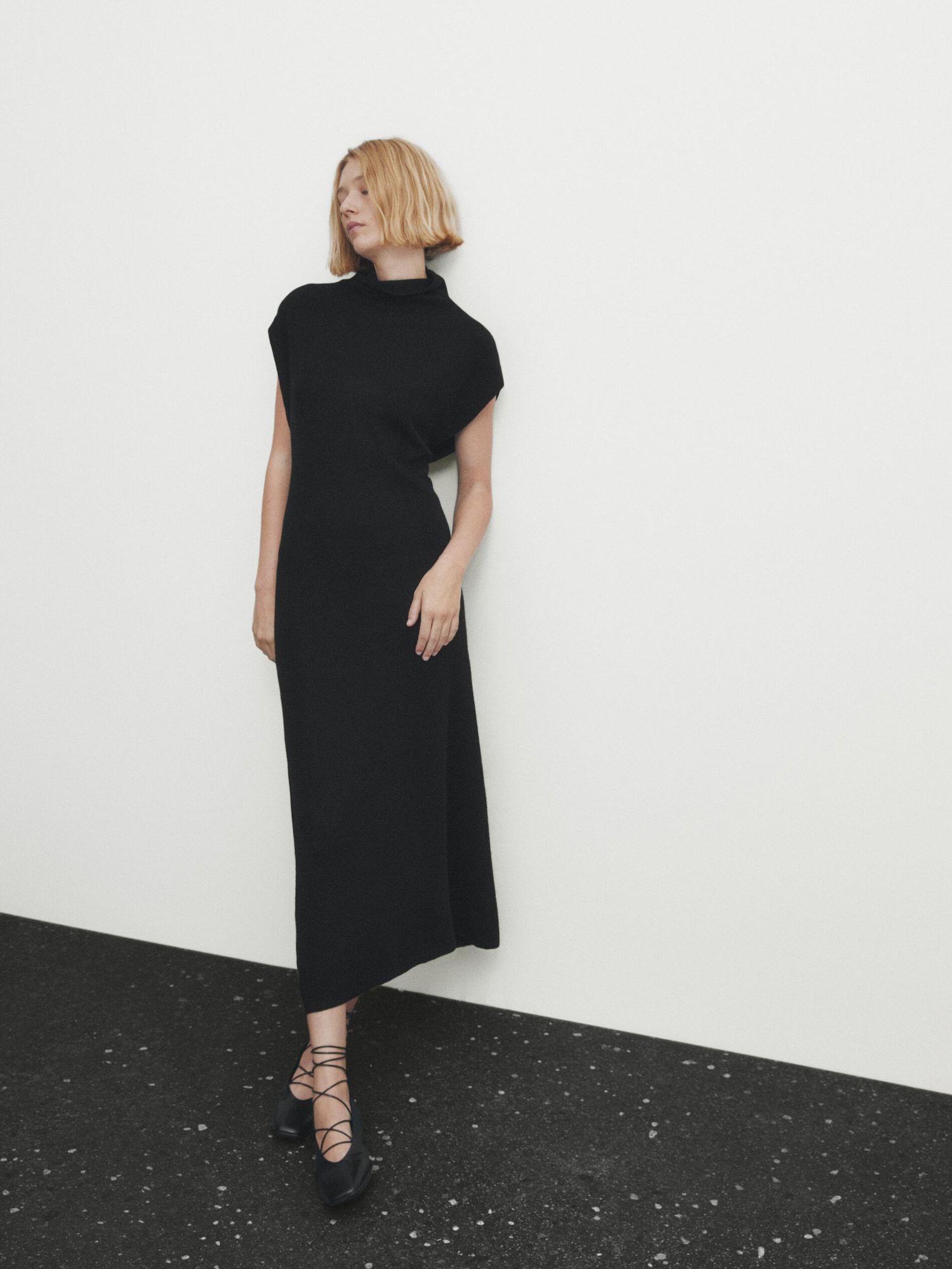 Long knit dress with a mock turtleneck | Massimo Dutti (US)