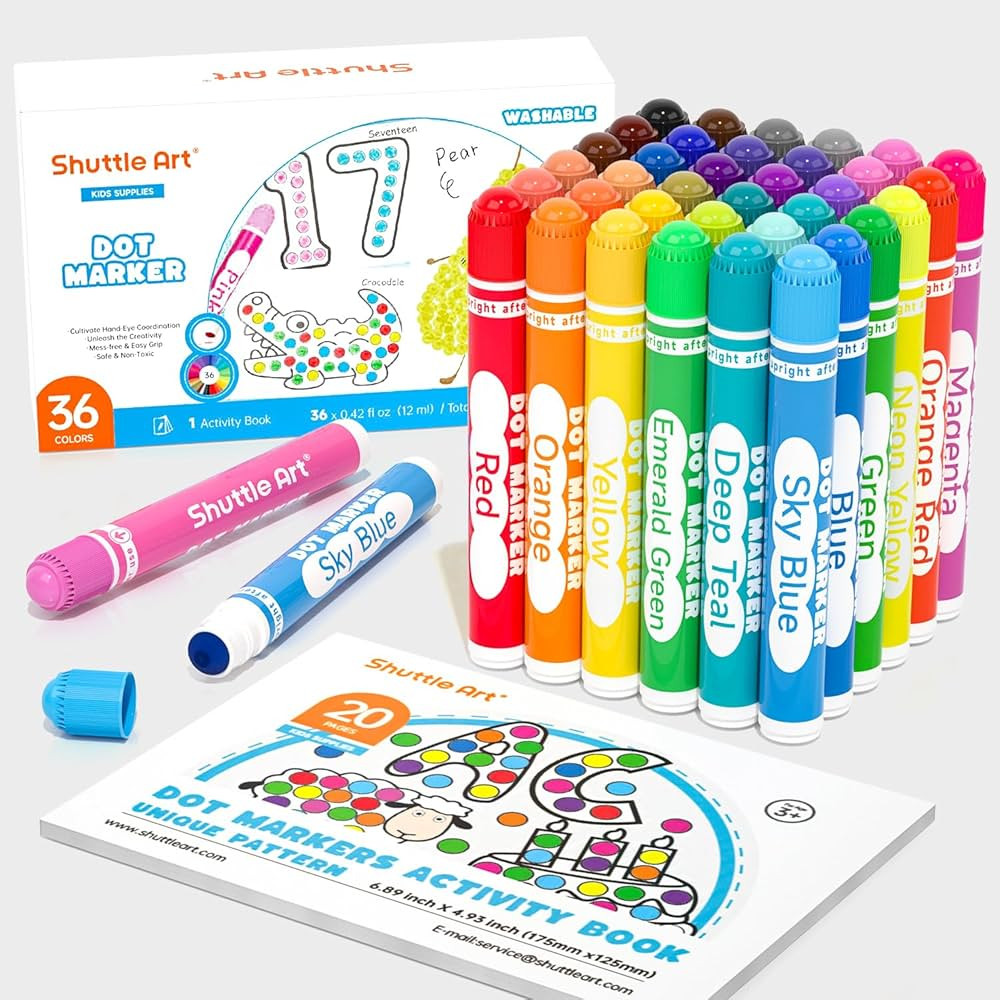 Shuttle Art Washable Dot Markers 36 Colors with Free Activity Book, Fun Art Supplies for Kids Tod... | Amazon (US)