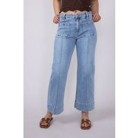 Risen Jeans High Rise Crop Wide Leg Exposed Stitch Jeans for Women | Glik's