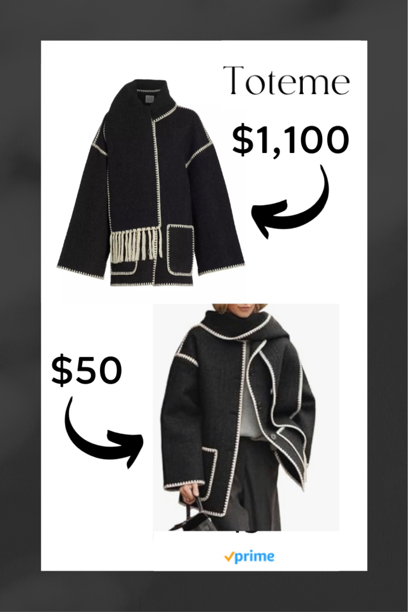 ✨ Designer Dupe Alert! ✨ Get the luxe look for less with this Amazon find - a stunning Toteme-inspired embroidered wool blend scarf jacket at a fraction of the price. 😍 #DesignerDupe #LookForLess #amazonfind #amazonfashion #amazonstyle

#LTKHoliday #LTKGiftGuide #LTKCyberWeek