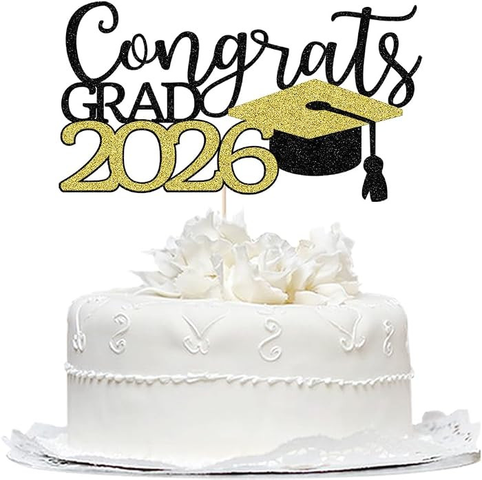 Congrats Grad Cake Topper for Class of 2026, 2026 Graduation Party Decorations,High School Gradua... | Amazon (US)