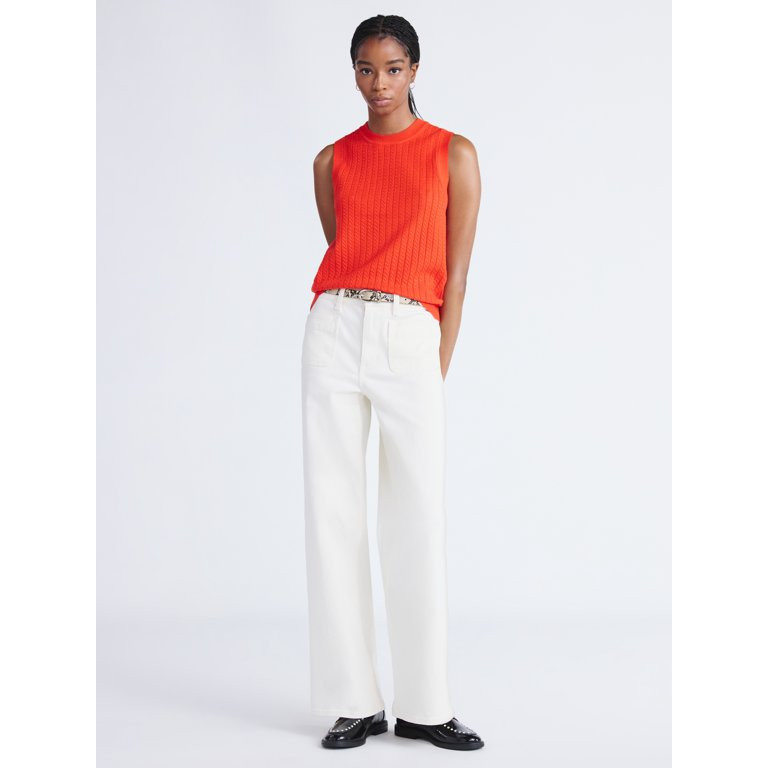 Free Assembly Women's Cozy Yarn Cable Sweater Shell, Sizes XS-XXL | Walmart (US)