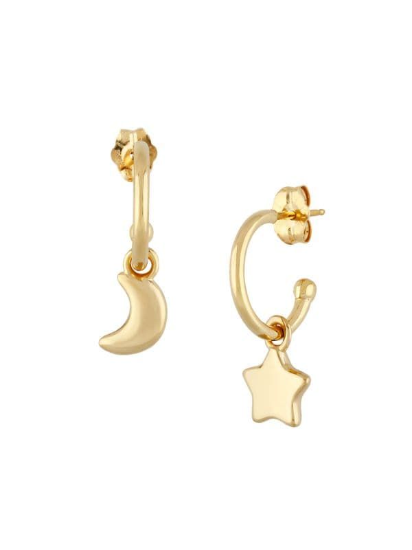 14K Yellow Gold Moon & Star Huggie Earrings | Saks Fifth Avenue OFF 5TH