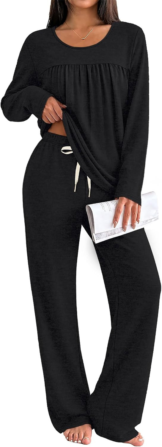 OFEEFAN Pajamas Sets for Women Two Piece Lounge Outfits with Pockets S-2XL | Amazon (US)