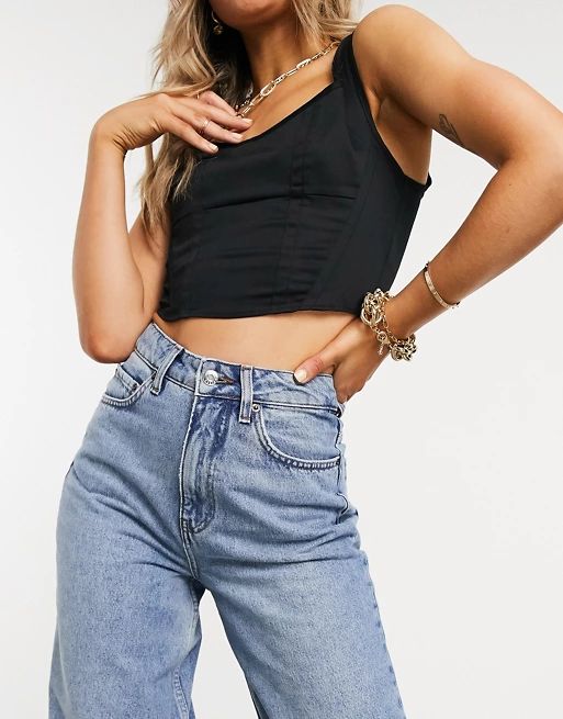 ASOS DESIGN recycled high rise 'relaxed' dad jeans brightwash | ASOS (Global)