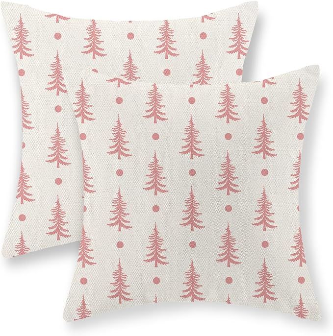 GOLIANDA Christmas Pillow Covers 18x18 Set of 2, Christmas Decor Pillowcase Xmas Tree Geometric P... | Amazon (US)