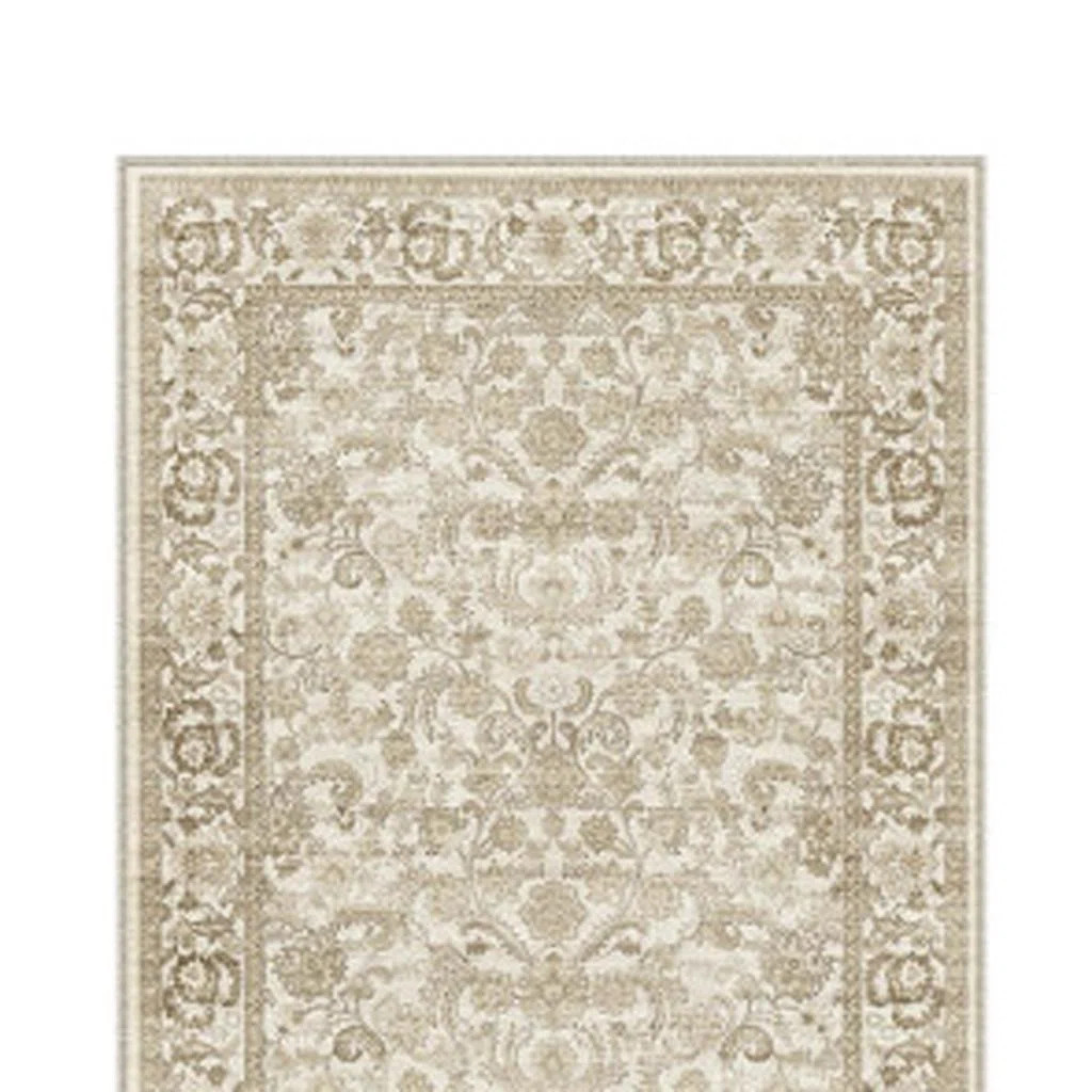 8' Brown And Ivory Floral Distressed Washable Runner Rug | Wayfair North America