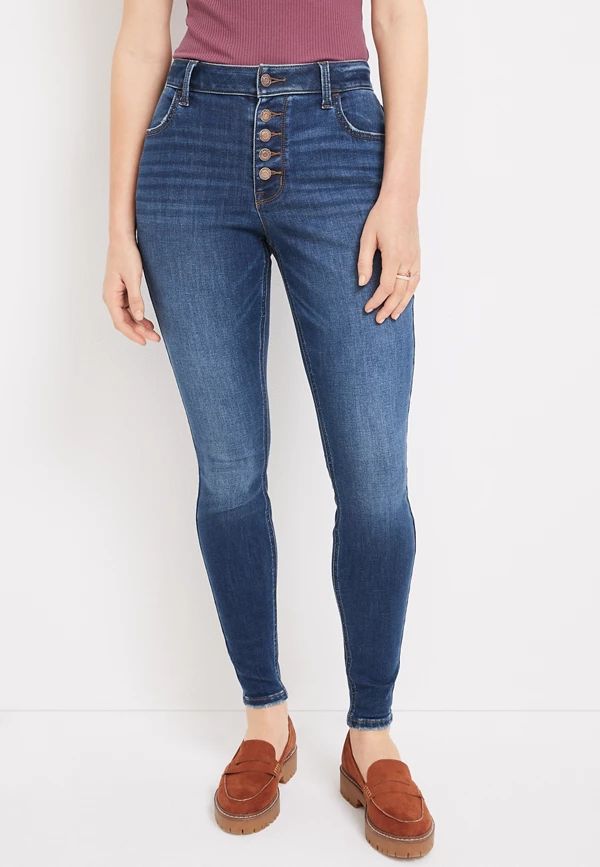 m jeans by maurices™ Cool Comfort Curvy High Rise Button Fly Jegging | Maurices