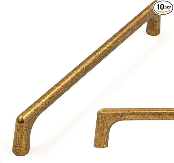 Amerdeco 10 Pack Antique Brass Cabinet Pulls 6.3 Inch(160MM) Hole Centers Kitchen Vintage Retro C... | Amazon (US)