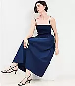 Poplin Smocked Strappy Maxi Pocket Dress | LOFT