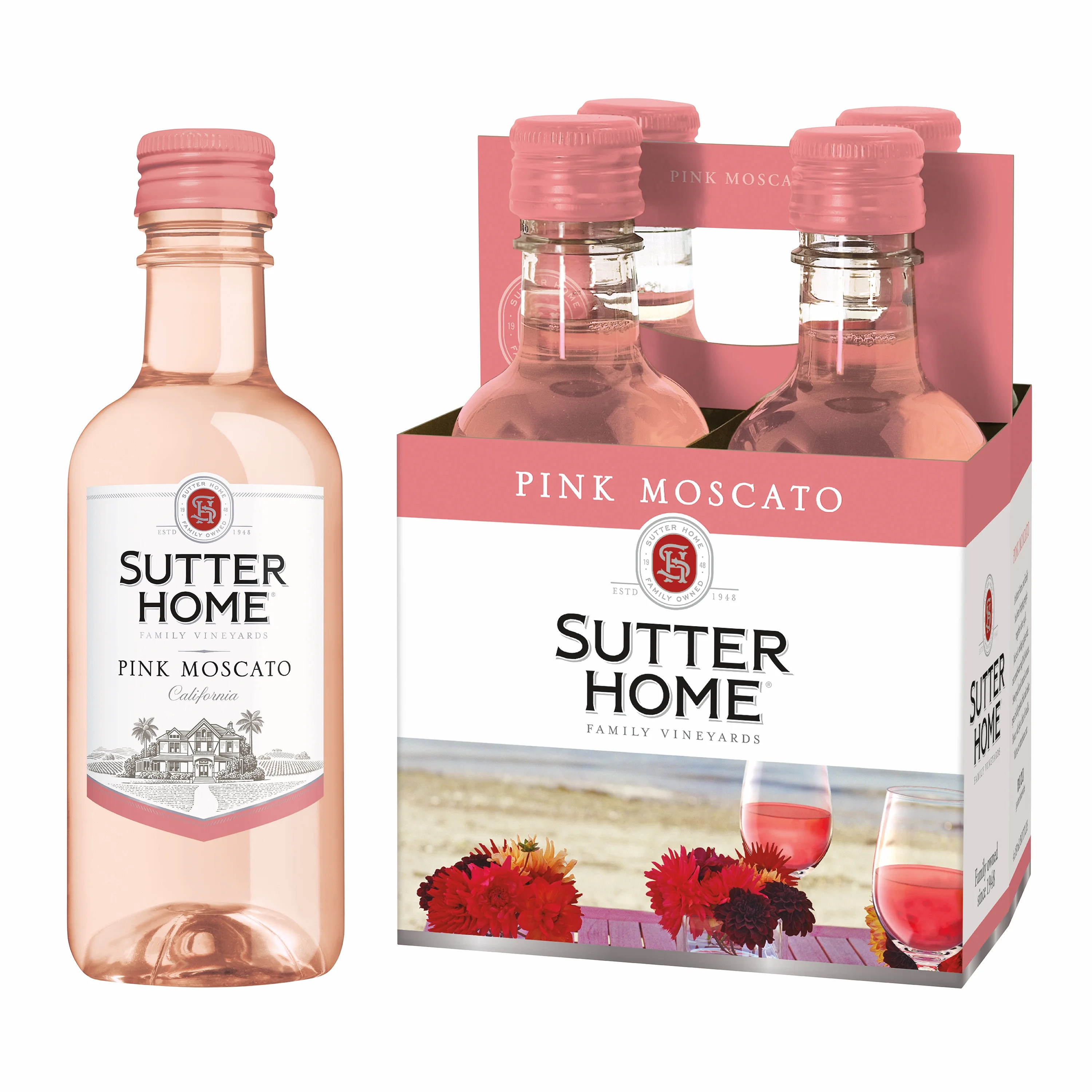 Sutter Home Pink Moscato California Pink Wine, 4 Pack, 187 ml Plastic Bottles, 10% ABV - Walmart.... | Walmart (US)